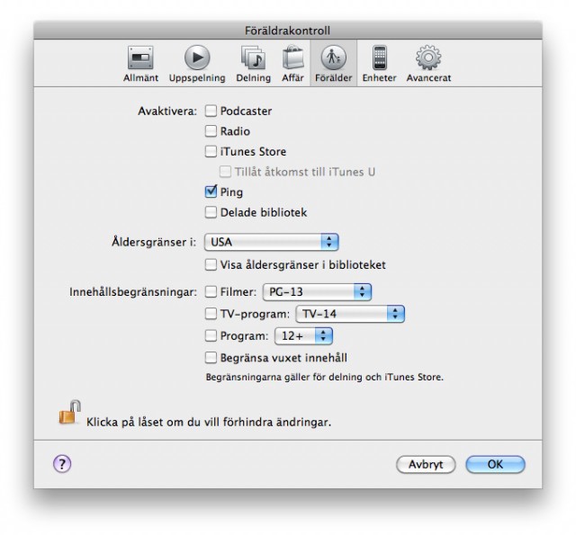 iTunes 10.1 inställning för Ping