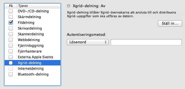 Mac OS X 10.6 Help: Ställa in datorn som en Xgrid-agent