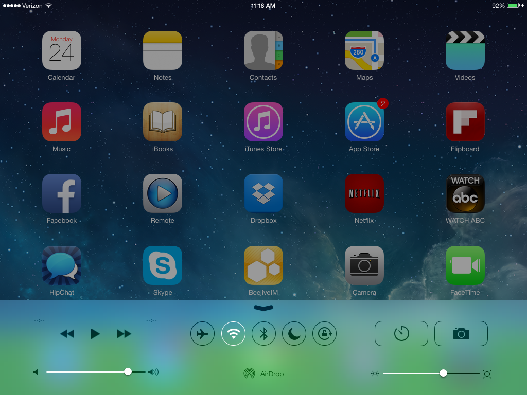 iPad iOS 7 beta 2