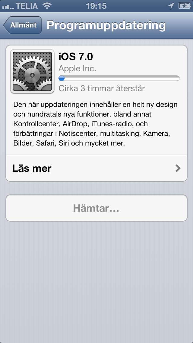 iOS 7 uppdatering tar tid