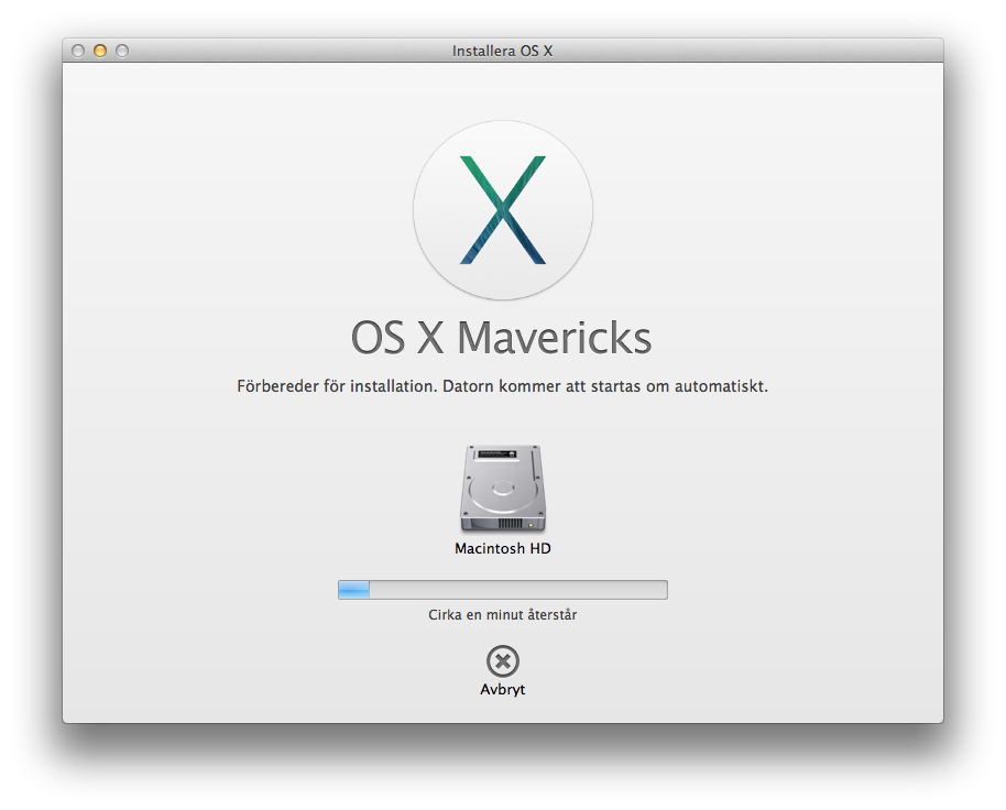 OS X Mavericks installation