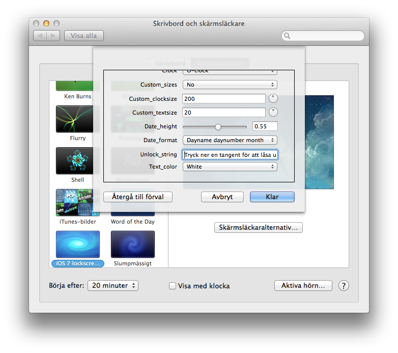iOS 7 screensaver settings