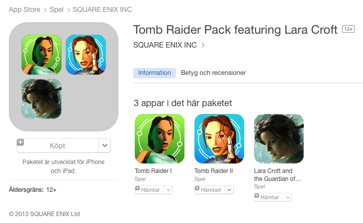 Tomb Raider Pack featuring Lara Croft - iTunes App Store