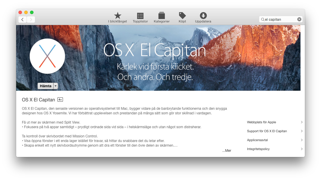 App Store OS X El Capitan