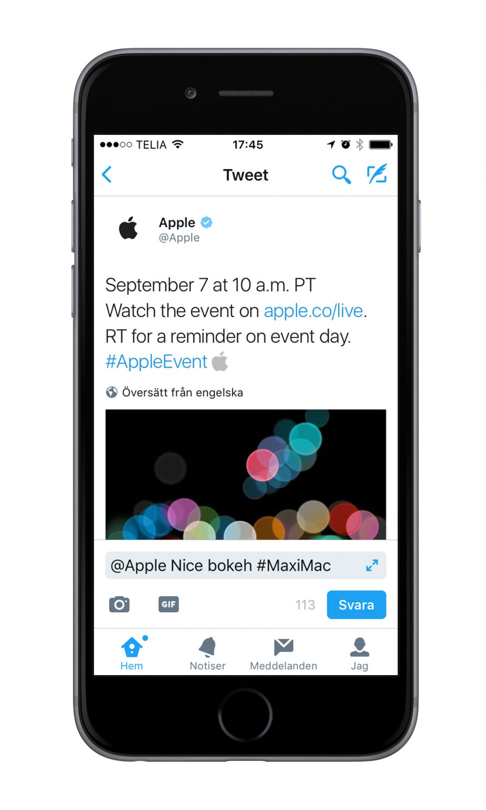 Apple event tweet